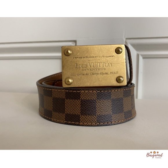Authentic Louis Vuitton Damier Ebene Coated Canvas Leather Inventeur Belt 85/34 - Picture 12 of 13